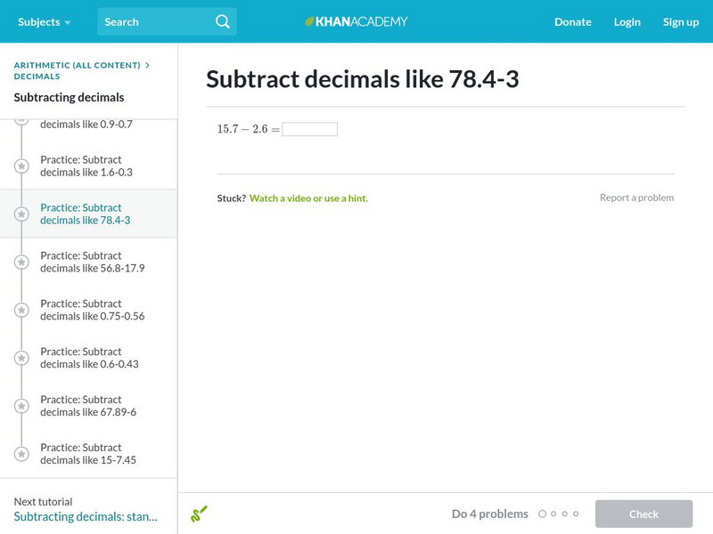 Khan Academy: Subtract Decimals 3 Unit Plan Khan Academy: Subtract Decimals 3 Unit Plan