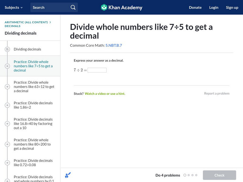 Khan Academy: Divide Decimals 1 Unit Plan Khan Academy: Divide Decimals 1 Unit Plan