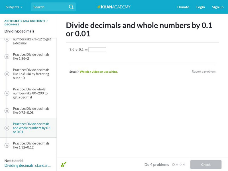 Khan Academy: Divide Decimals 7 Unknown Type Khan Academy: Divide Decimals 7 Unknown Type