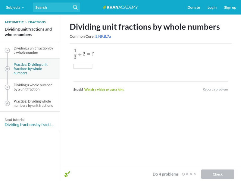 Khan Academy: Dividing Unit Fractions by Whole Numbers Unit Plan