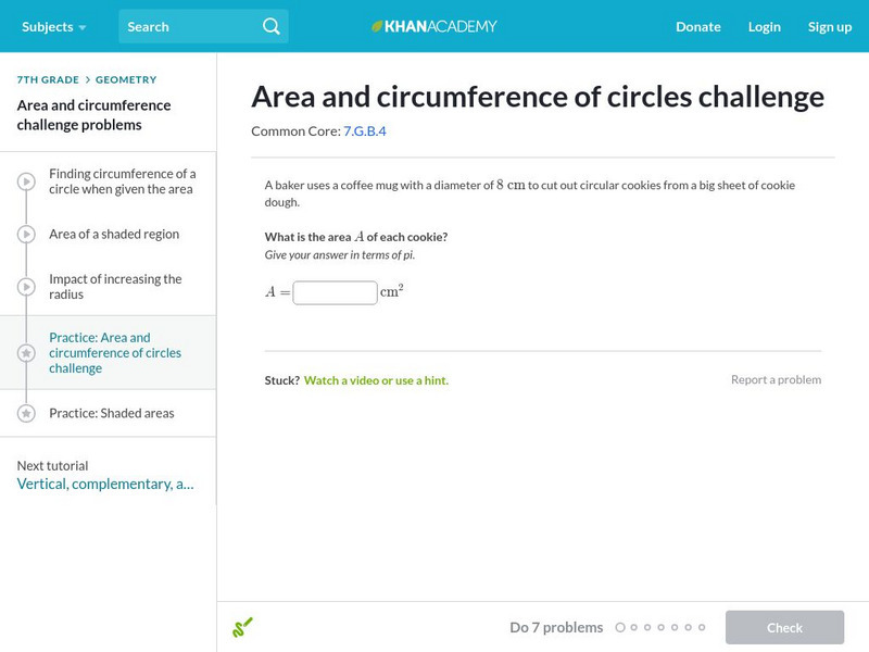 Khan Academy: Area and Circumference of Circles Challenge Unit Plan Khan Academy: Area and Circumference of Circles Challenge Unit Plan