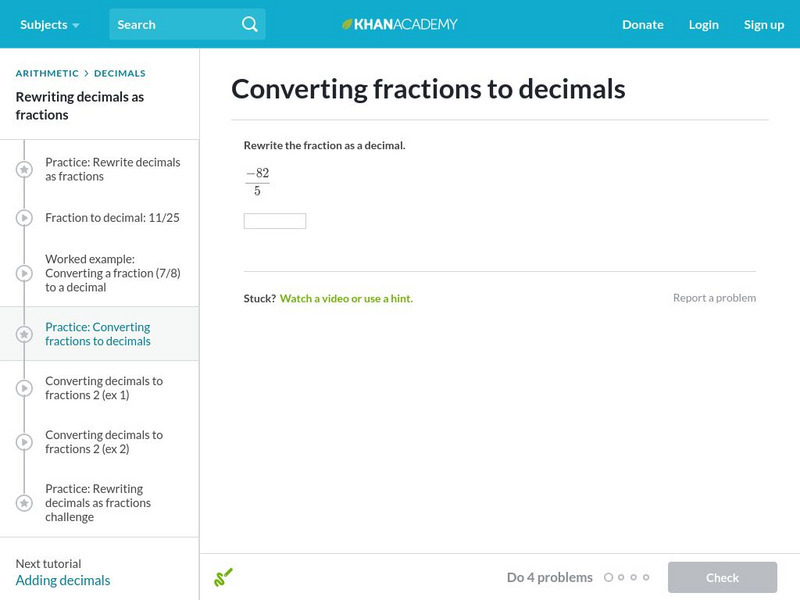 Khan Academy: Converting Fractions to Decimals Unit Plan Khan Academy: Converting Fractions to Decimals Unit Plan