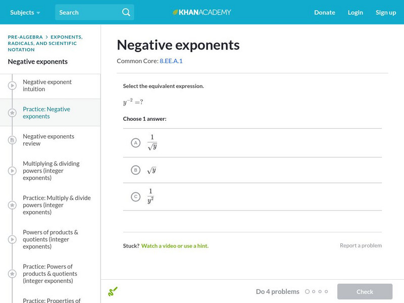 Khan Academy: Negative Exponents Unit Plan Khan Academy: Negative Exponents Unit Plan