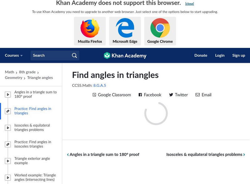 Khan Academy: Find Angles in Triangles Unknown Type Khan Academy: Find Angles in Triangles Unknown Type