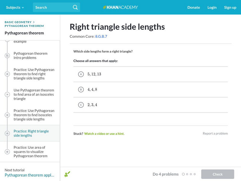 Khan Academy: Right Triangle Side Lengths Unknown Type Khan Academy: Right Triangle Side Lengths Unknown Type