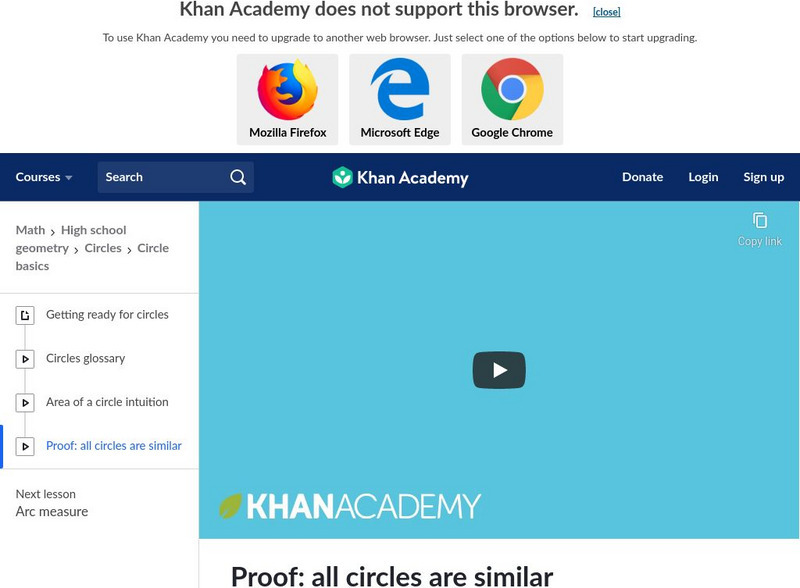 Khan Academy: Proof: All Circles Are Similar Instructional Video Khan Academy: Proof: All Circles Are Similar Instructional Video