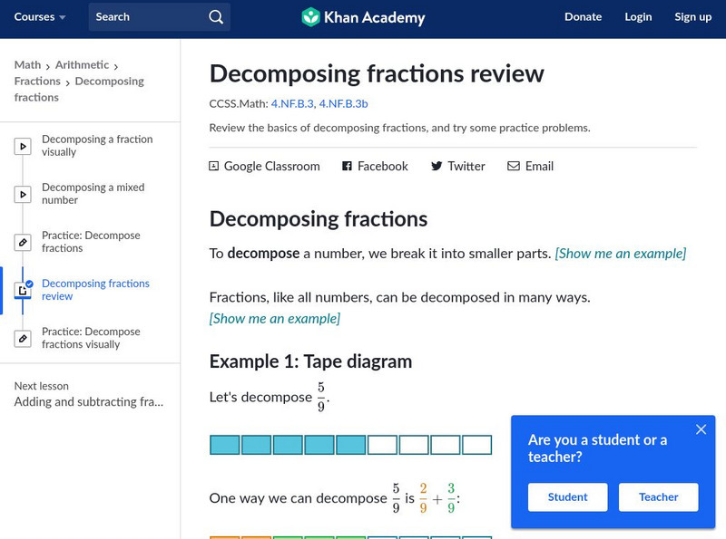 Khan Academy: Decomposing Fractions Review Unit Plan Khan Academy: Decomposing Fractions Review Unit Plan