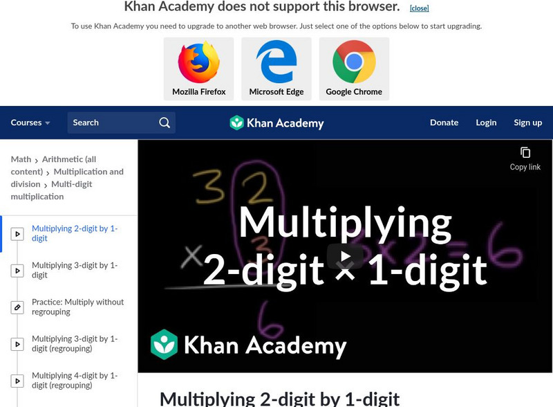 Khan Academy: Multiplying 2 Digit by 1 Digit Instructional Video Khan Academy: Multiplying 2 Digit by 1 Digit Instructional Video