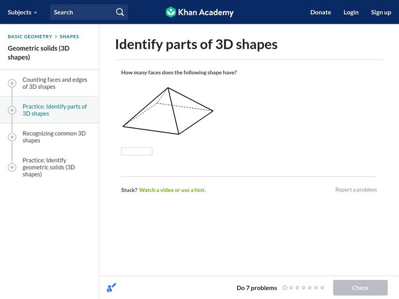 Khan Academy: Identify Parts of 3 D Shapes Unknown Type Khan Academy: Identify Parts of 3 D Shapes Unknown Type
