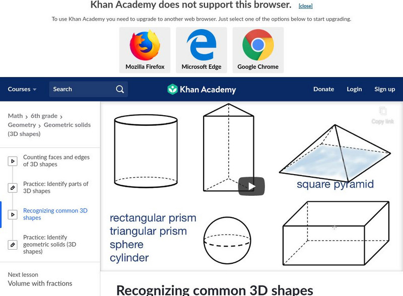 Khan Academy: Recognizing Common 3 D Shapes Instructional Video