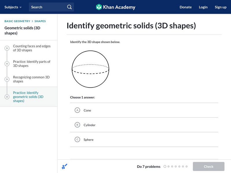 Khan Academy: Identify Geometric Solids (3 D Shapes) Unknown Type Khan Academy: Identify Geometric Solids (3 D Shapes) Unknown Type