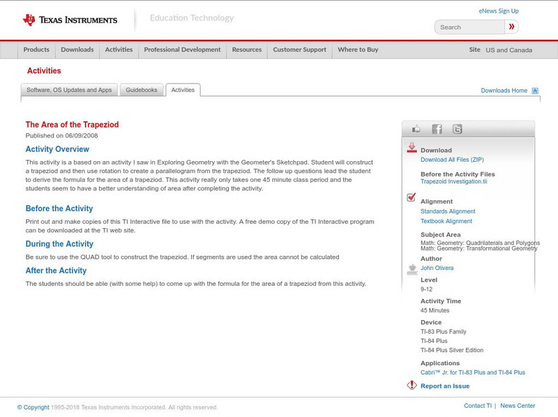 Texas Instruments: The Area of the Trapeziod Activity