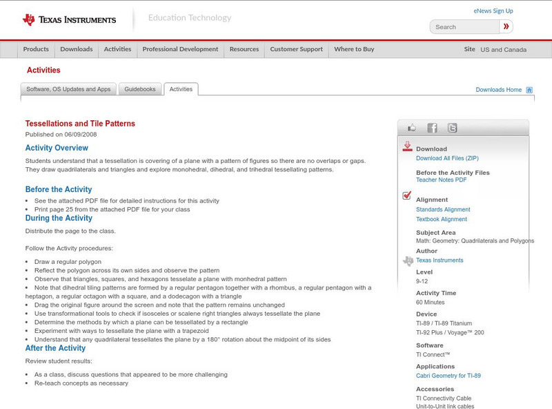 Texas Instruments: Tessellations and Tile Patterns Activity
