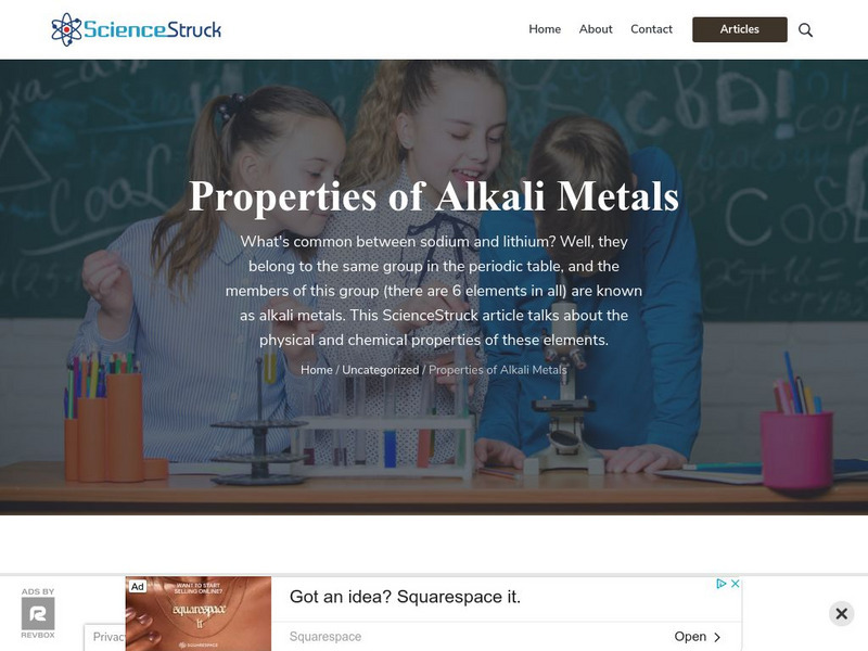 Science Struck: Properties of Alkali Metals Handout Science Struck: Properties of Alkali Metals Handout
