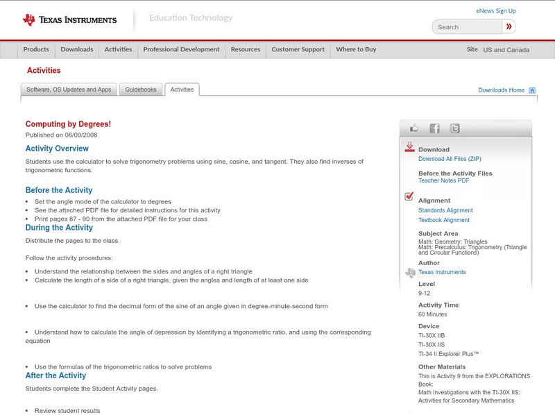 Texas Instruments: Computing by Degrees! Activity