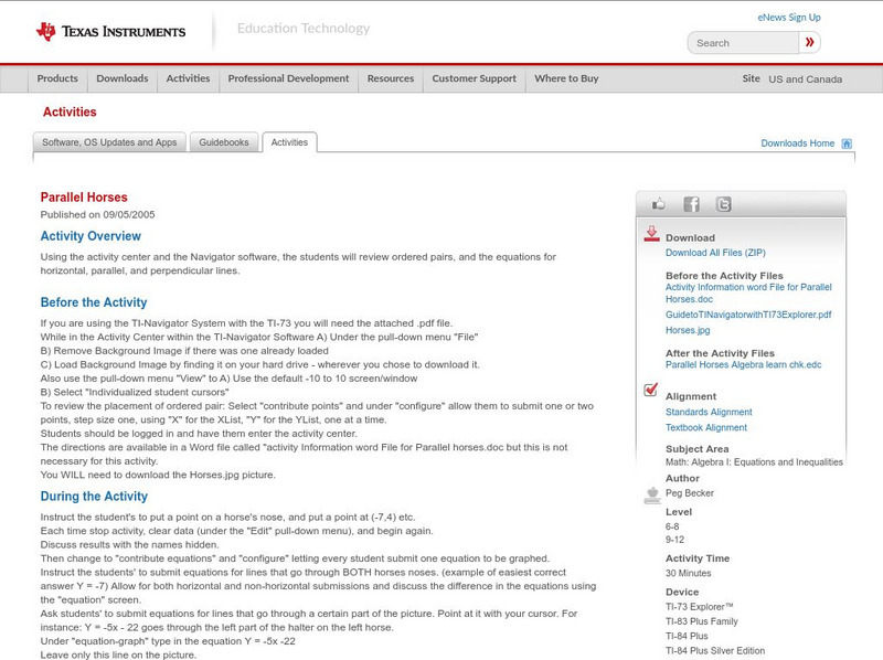 Texas Instruments: Parallel Horses Activity Texas Instruments: Parallel Horses Activity