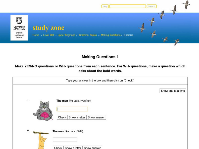 University of Victoria: Making Questions Activity University of Victoria: Making Questions Activity