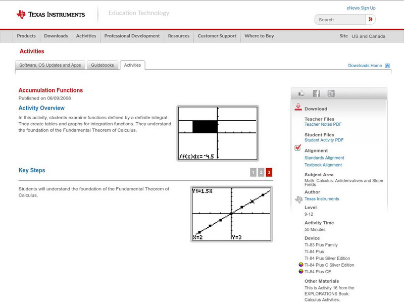 Texas Instruments: Accumulation Functions Activity Texas Instruments: Accumulation Functions Activity
