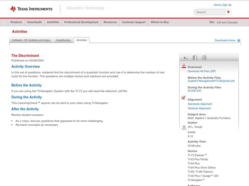 Texas Instruments: The Discriminant Activity