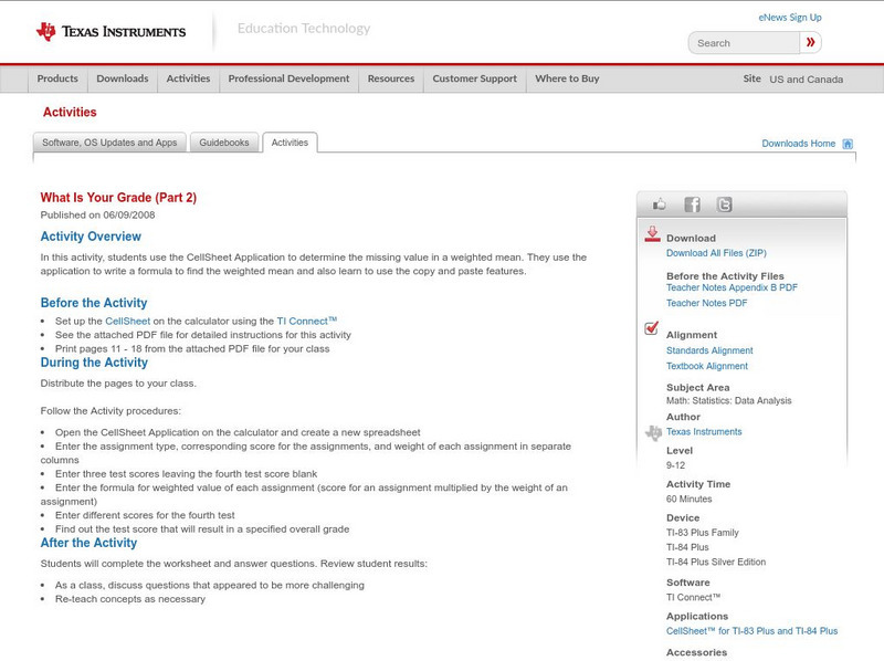 Texas Instruments: What Is Your Grade (Part 2) Activity