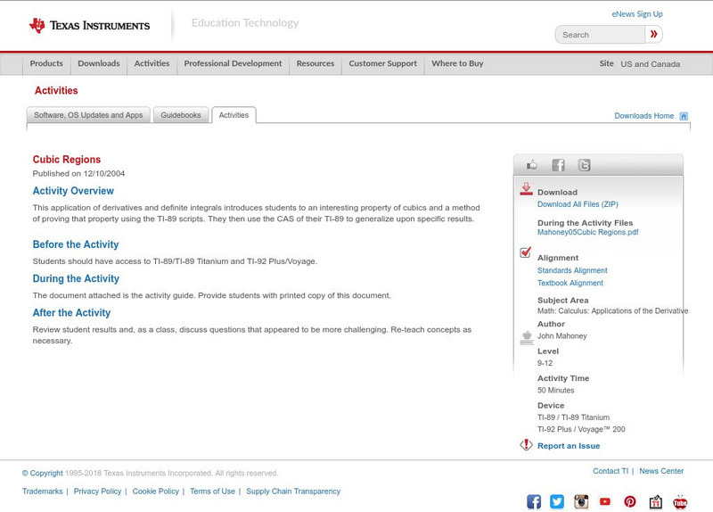 Texas Instruments: Cubic Regions Activity Texas Instruments: Cubic Regions Activity