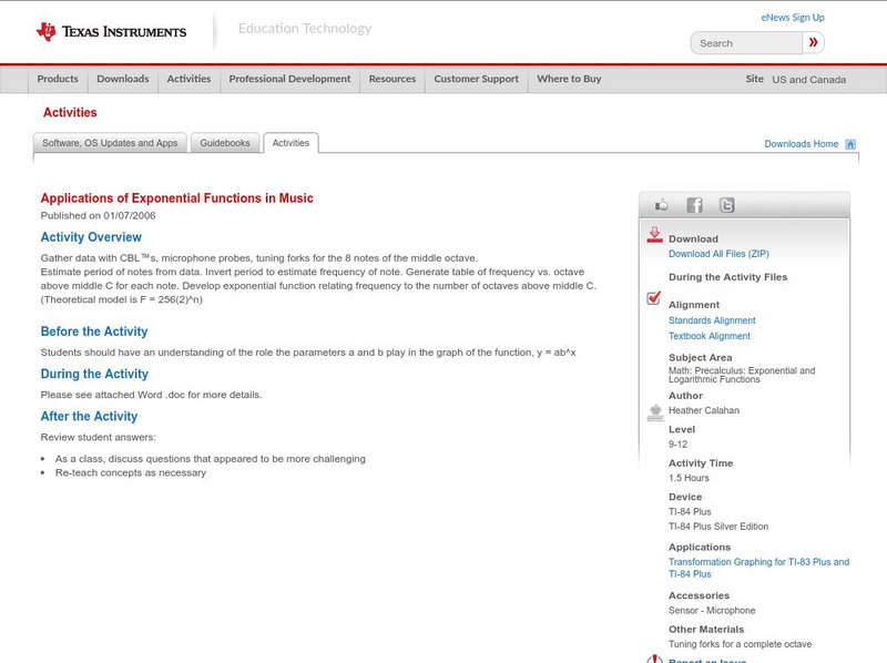 Texas Instruments: Applications of Exponential Functions in Music Activity Texas Instruments: Applications of Exponential Functions in Music Activity