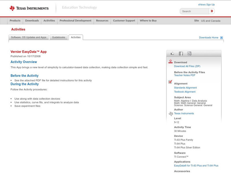 Texas Instruments: Easy Data App Activity Texas Instruments: Easy Data App Activity