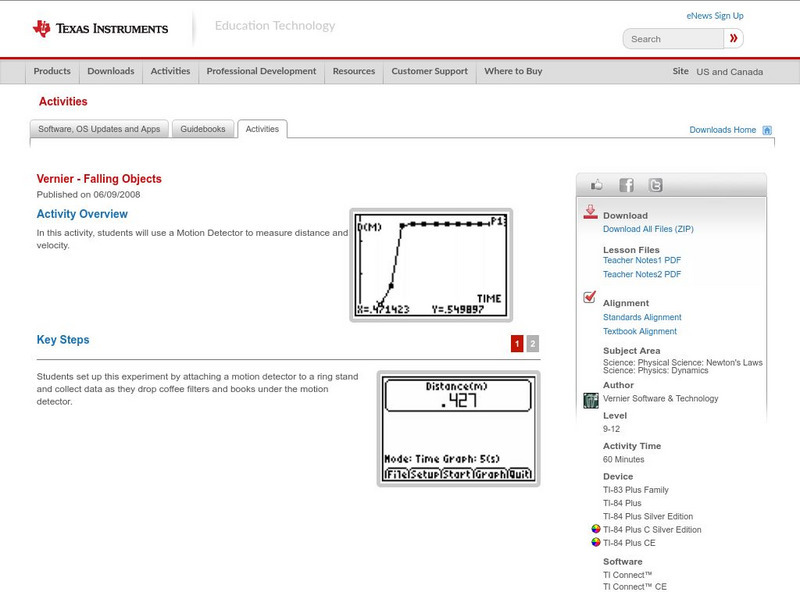 Texas Instruments: Falling Objects Activity