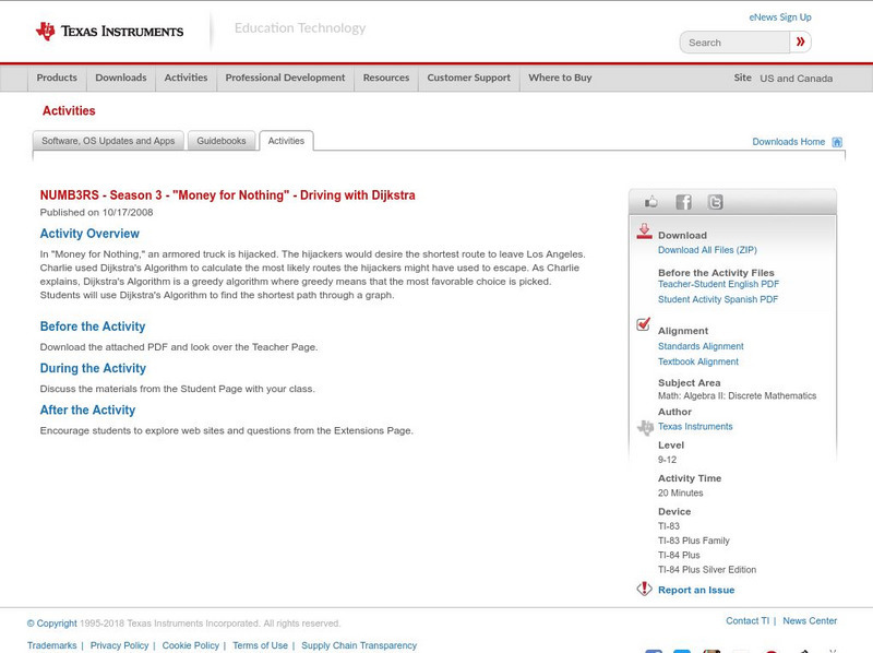 Texas Instruments: Numb3 Rs: Driving With Djikstra Activity Texas Instruments: Numb3 Rs: Driving With Djikstra Activity