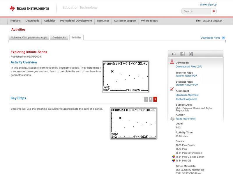 Texas Instruments: Exploring Infinite Series Lesson Plan Texas Instruments: Exploring Infinite Series Lesson Plan
