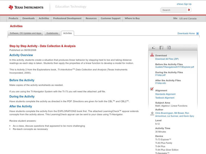 Texas Instruments: Step by Step Activity Data Collection & Analysis Activity