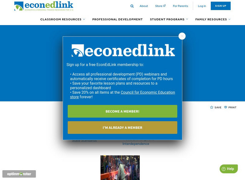 Econ Ed Link: Lean on Me We Depend on Each Other! Activity Econ Ed Link: Lean on Me We Depend on Each Other! Activity