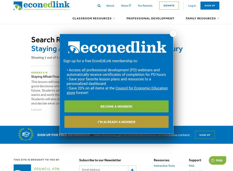 Econ Ed Link: Staying Afloat Financially in the 21st Century Lesson Plan Econ Ed Link: Staying Afloat Financially in the 21st Century Lesson Plan