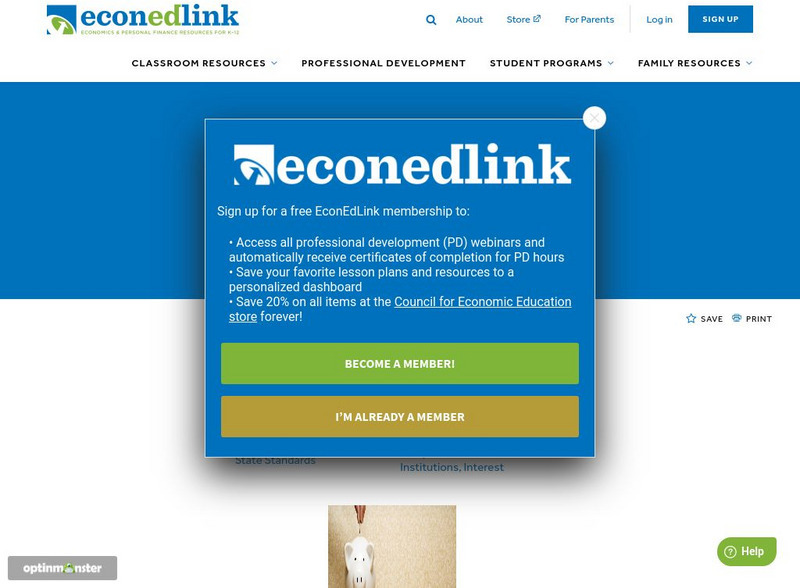 Econ Ed Link: Big Banks, Piggy Banks Lesson Plan Econ Ed Link: Big Banks, Piggy Banks Lesson Plan