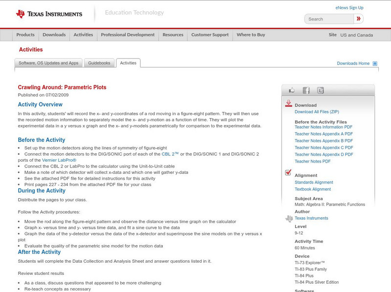 Texas Instruments: Crawling Around: Parametric Plots Activity