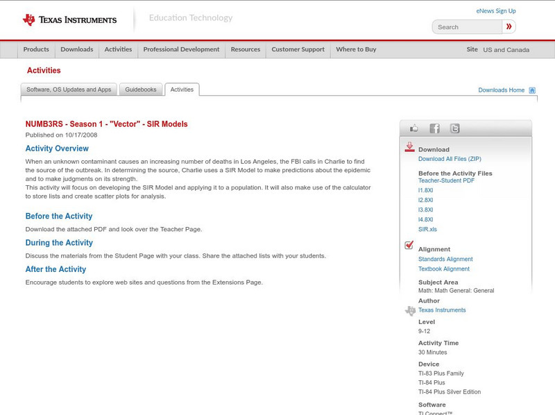 Texas Instruments: Numb3 Rs: Sir Models Activity Texas Instruments: Numb3 Rs: Sir Models Activity