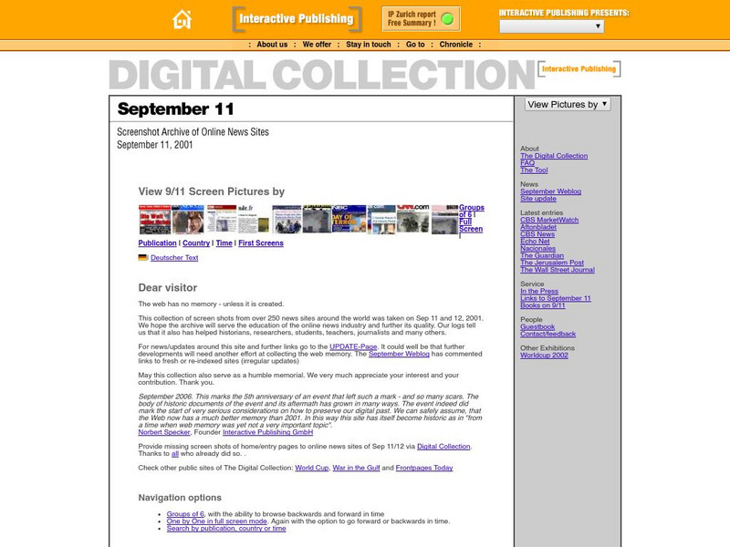 Interactive Publishing: September 11 Archive Website Interactive Publishing: September 11 Archive Website
