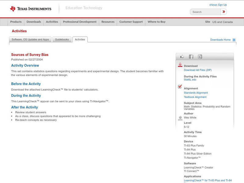 Texas Instruments: Sources of Survey Bias Activity Texas Instruments: Sources of Survey Bias Activity