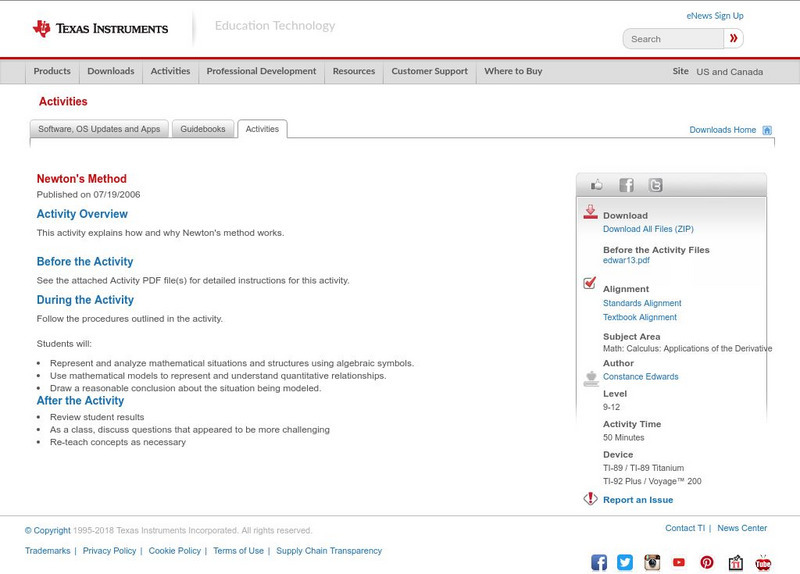 Texas Instruments: Newton's Method Activity Texas Instruments: Newton's Method Activity