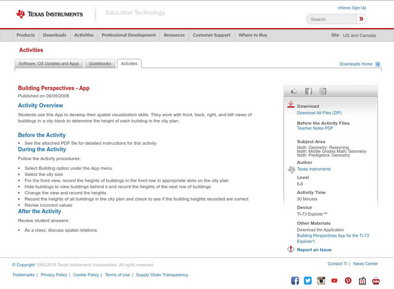 Texas Instruments: Building Perspectives App Activity Texas Instruments: Building Perspectives App Activity