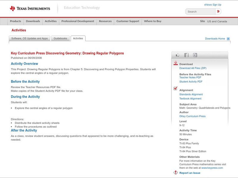 Texas Instruments: Discovering Geometry: Drawing Regular Polygons Activity