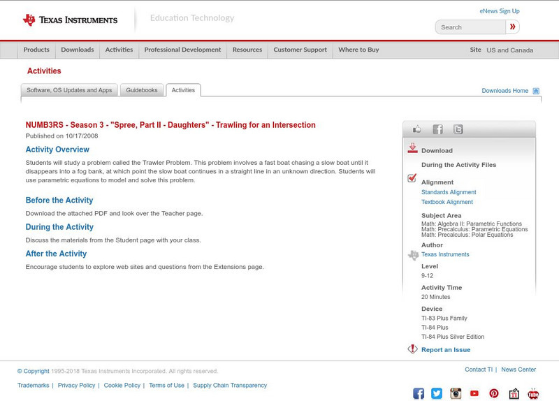 Texas Instruments: Numb3 Rs: Trawling for an Intersection Activity Texas Instruments: Numb3 Rs: Trawling for an Intersection Activity