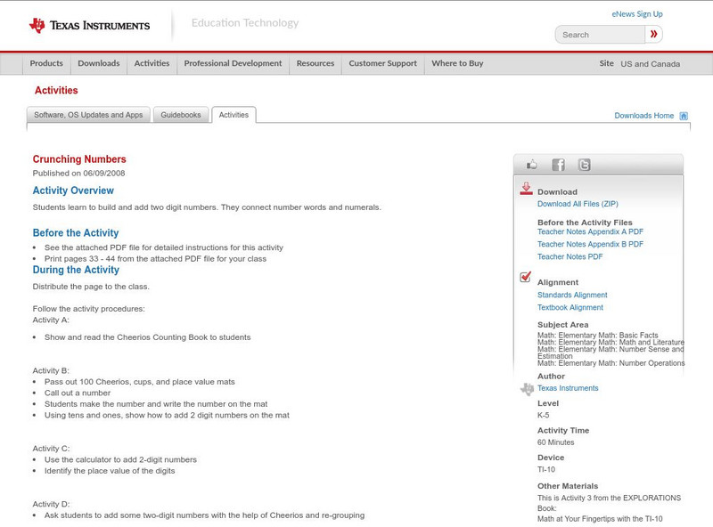 Texas Instruments: Crunching Numbers Activity Texas Instruments: Crunching Numbers Activity