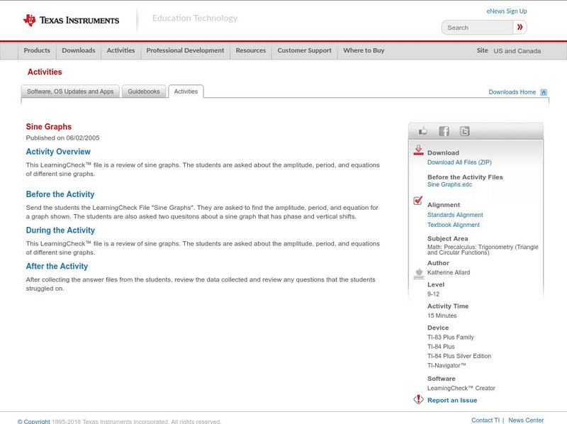 Texas Instruments: Sine Graphs Activity Texas Instruments: Sine Graphs Activity