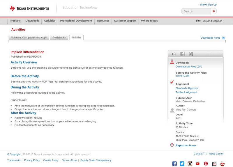 Texas Instruments: Implicit Differentiation Activity
