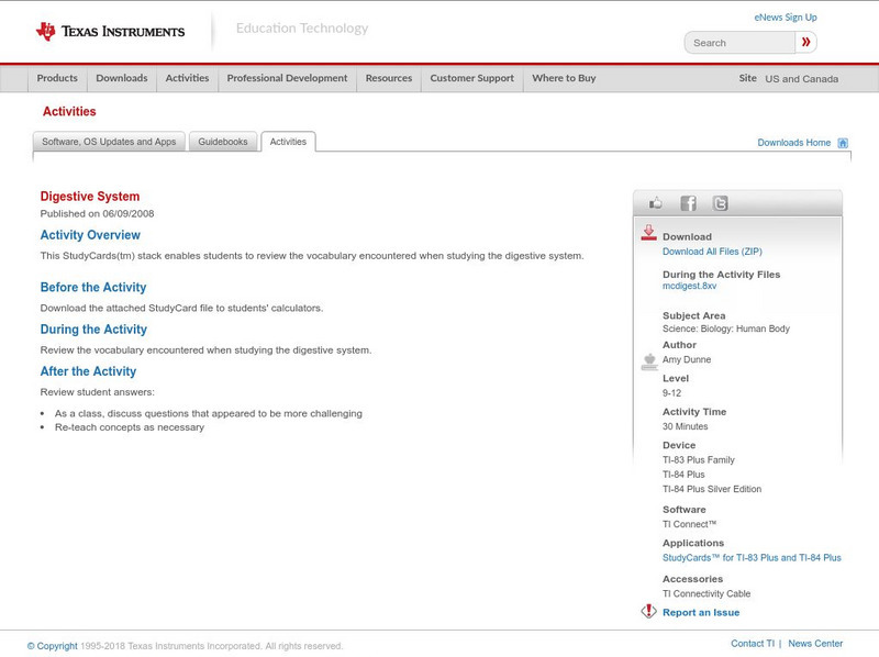 Texas Instruments: Digestive System Activity Texas Instruments: Digestive System Activity