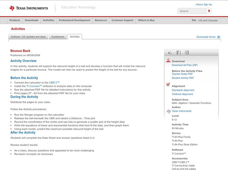 Texas Instruments: Bounce Back Activity Texas Instruments: Bounce Back Activity