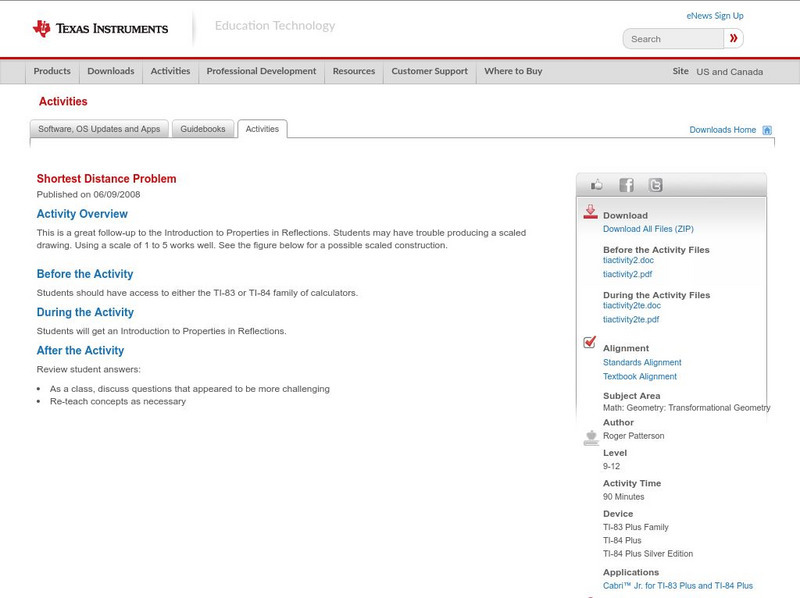 Texas Instruments: Shortest Distance Problem Activity