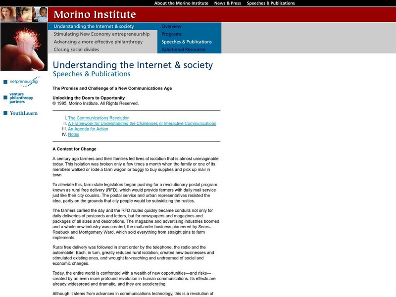 Morino Institute: Promise of a New Communications Age Primary Morino Institute: Promise of a New Communications Age Primary