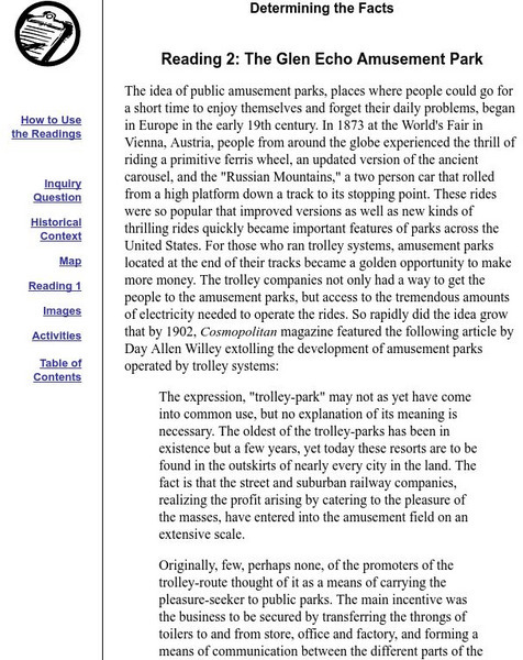 National Park Service: Reading 2: The Glen Echo Amusement Park Handout National Park Service: Reading 2: The Glen Echo Amusement Park Handout